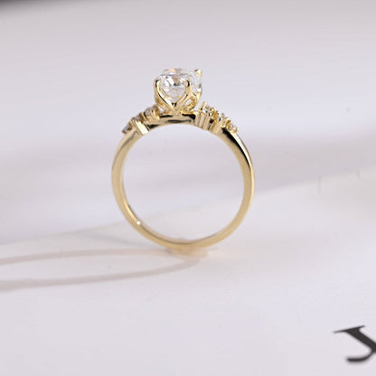 2.0 CT Oval Cluster Moissanite Engagement Ring