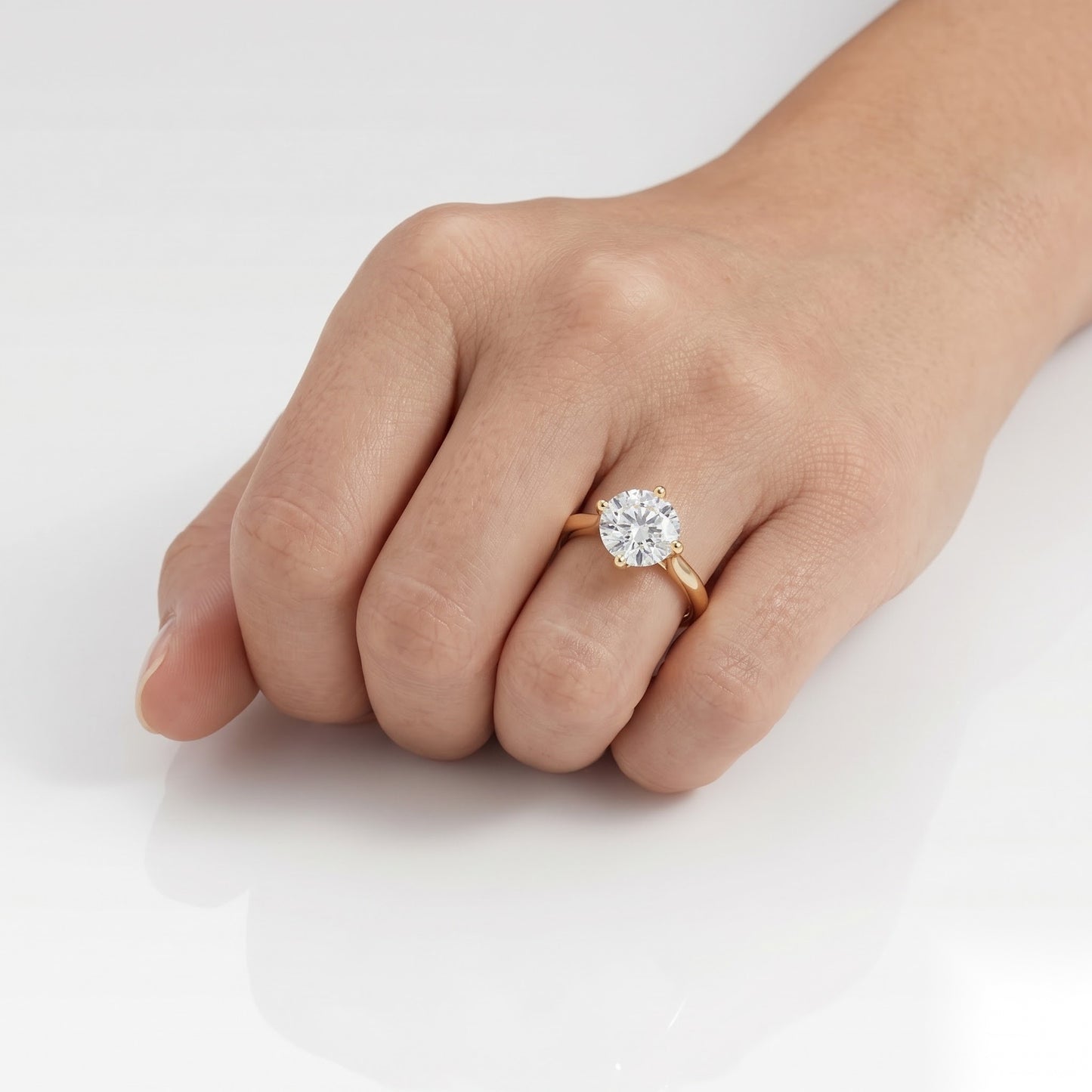 1.5 CT Round Solitaire Moissanite Engagement Ring