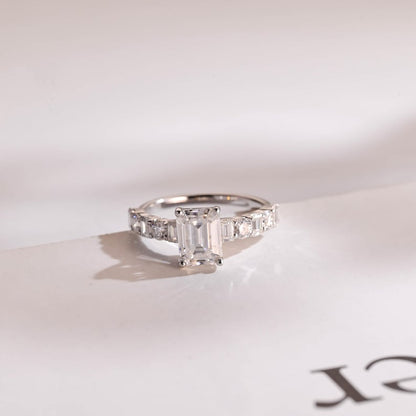 2.0 CT Emerald Pave Moissanite Engagement Ring
