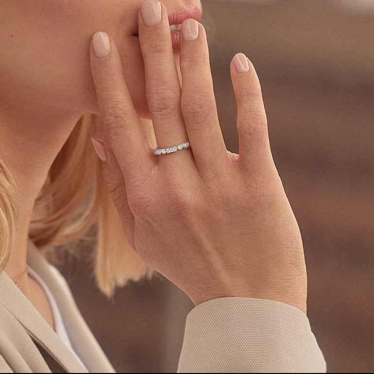 0.5 TCW Round Half Eternity Moissanite Wedding Band