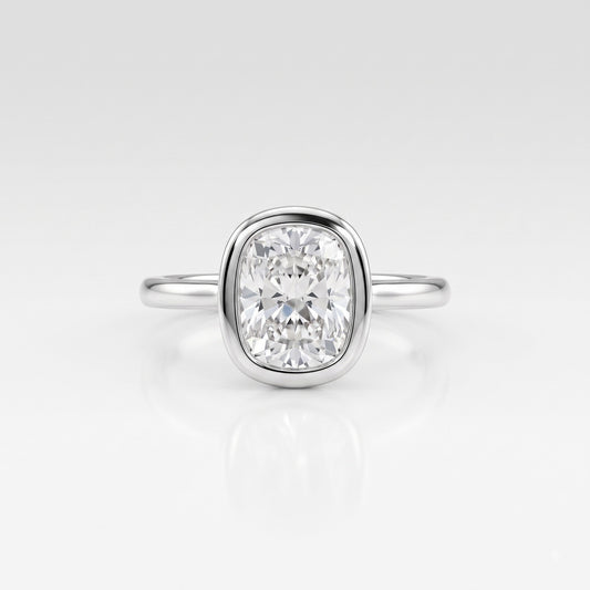 1.5 CT Cushion Hidden Halo Moissanite Engagement Ring