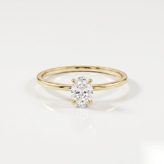 0.25 CT Oval Solitaire Moissanite Engagement Ring