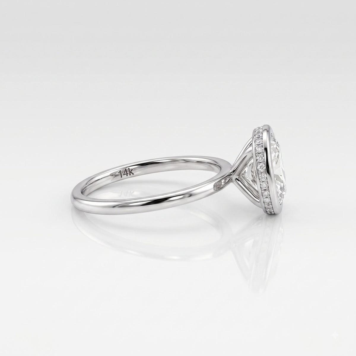 1.5 CT Cushion Hidden Halo Moissanite Engagement Ring