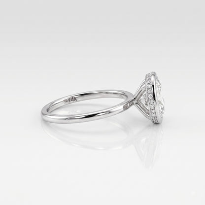 1.5 CT Cushion Hidden Halo Moissanite Engagement Ring