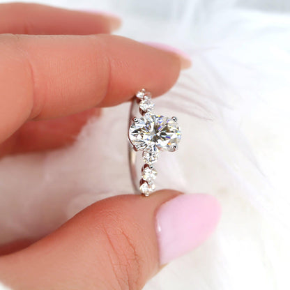 2.5 CT Oval Pave Moissanite Engagement Ring