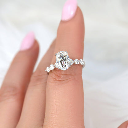 2.5 CT Oval Pave Moissanite Engagement Ring