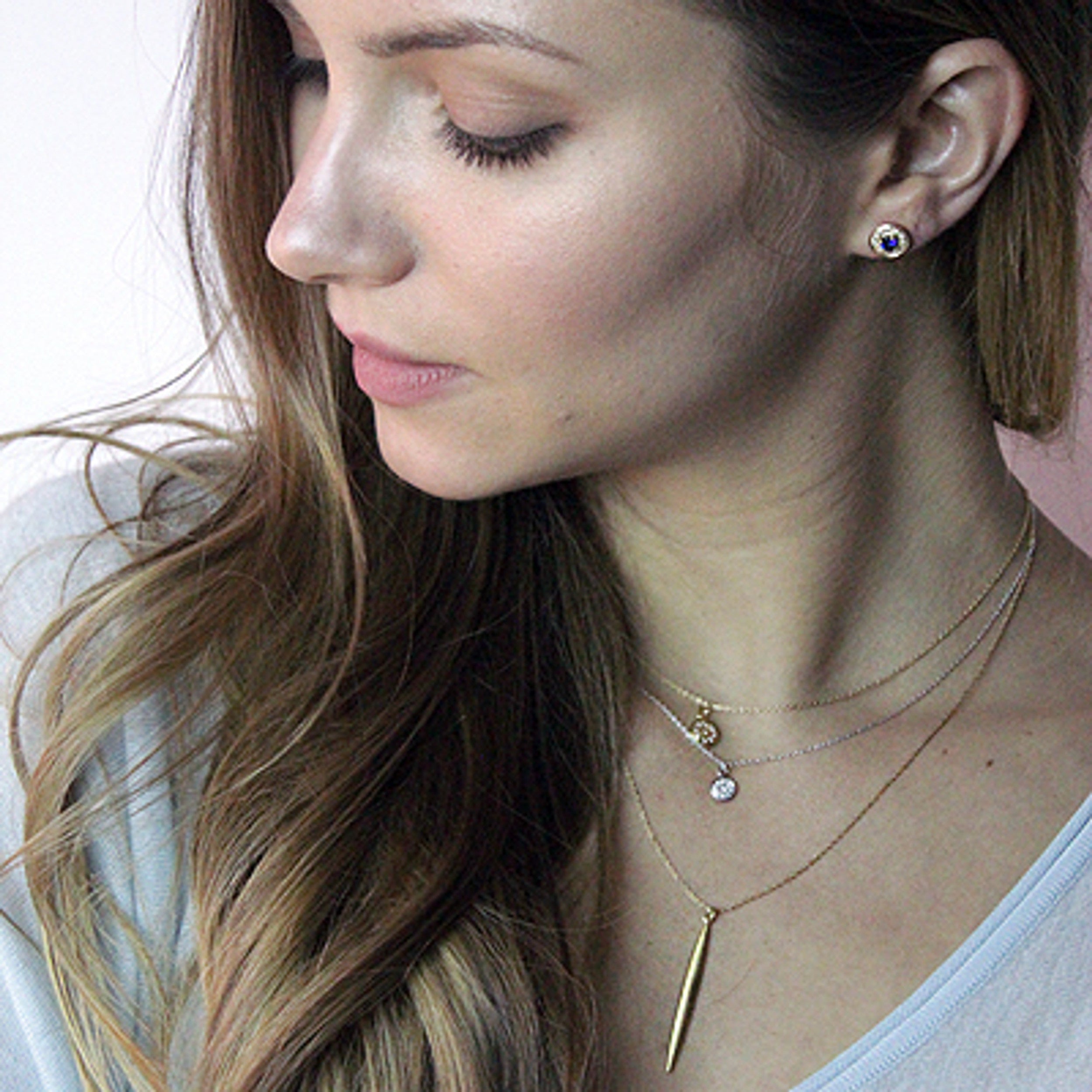 0.8 CT Round Shaped Moissanite Necklace In Multi Stone Design