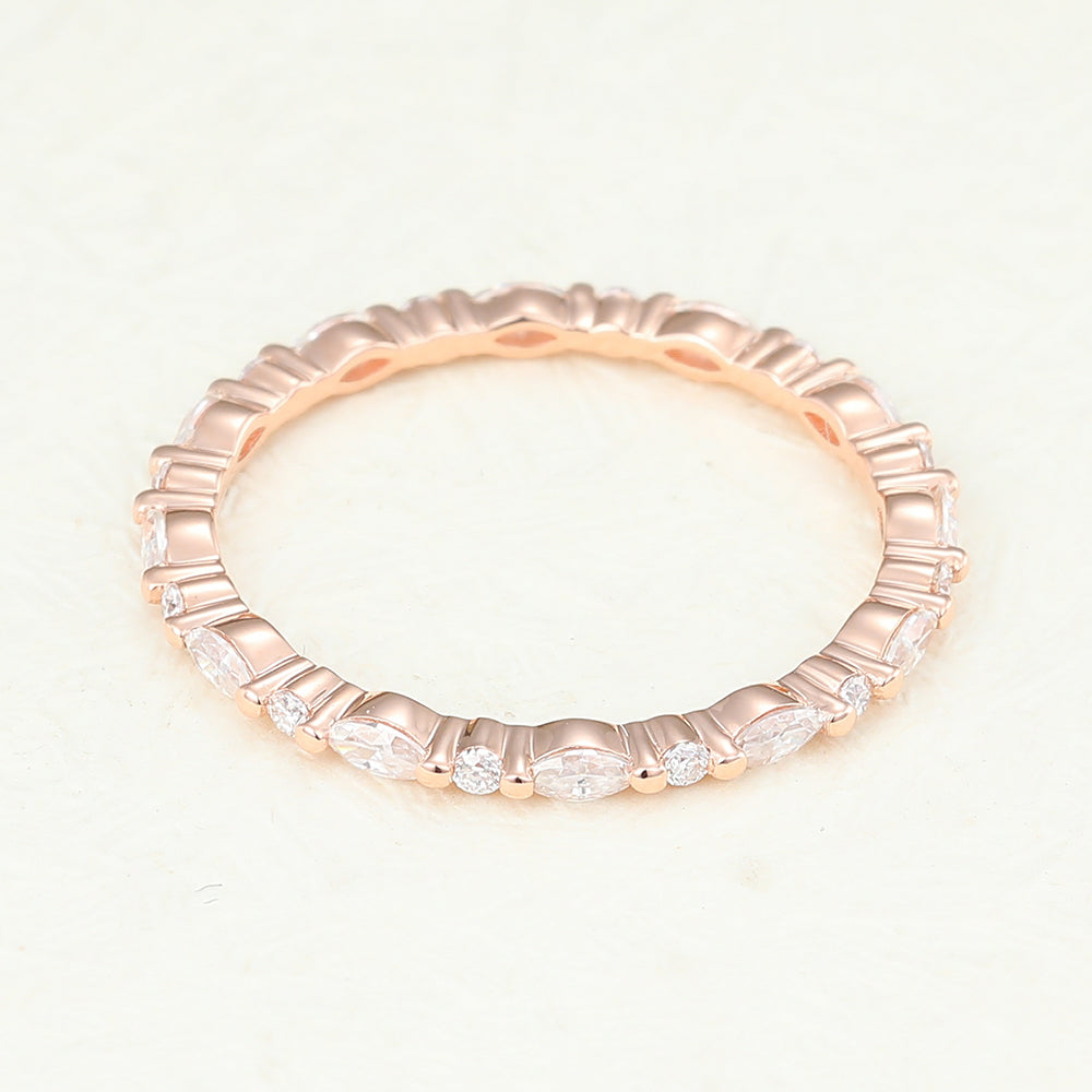 0.6 TCW Marquise & Round Full Eternity Moissanite Wedding Band