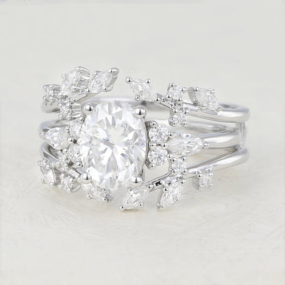 1.33 CT Oval Cluster Moissanite Bridal Set