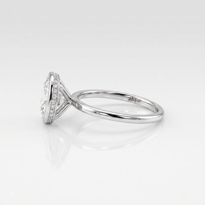 1.5 CT Cushion Hidden Halo Moissanite Engagement Ring