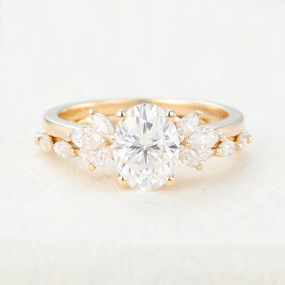 1.33 CT Oval Cluster Moissanite Bridal Set