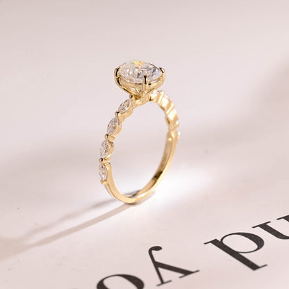 2.0 CT Oval Pave Moissanite Engagement Ring