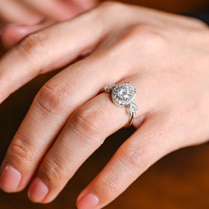2.0 CT Oval Cluster Moissanite Engagement Ring