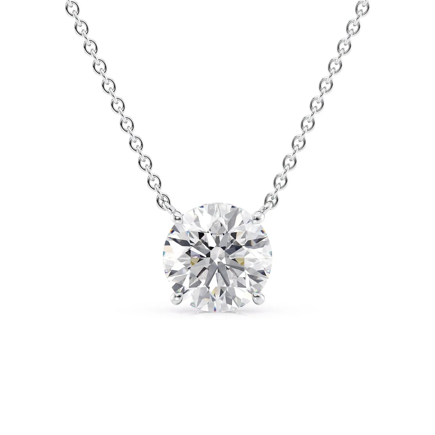 2 CT Round Shaped Moissanite Necklace In Hidden Halo Design