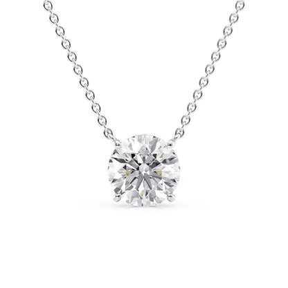 2 CT Round Shaped Moissanite Necklace In Hidden Halo Design