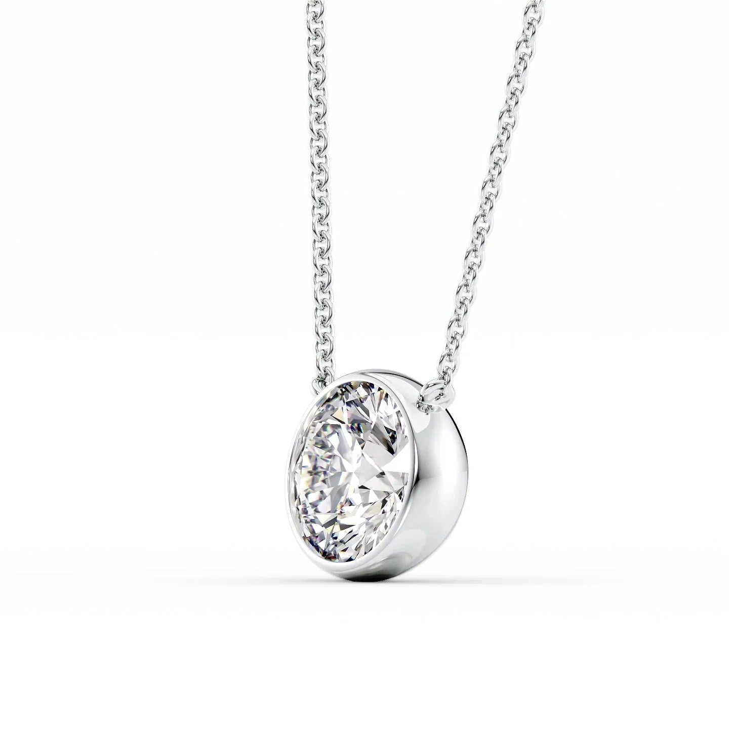 2 CT Round Shaped Moissanite Necklace In Solitaire Design