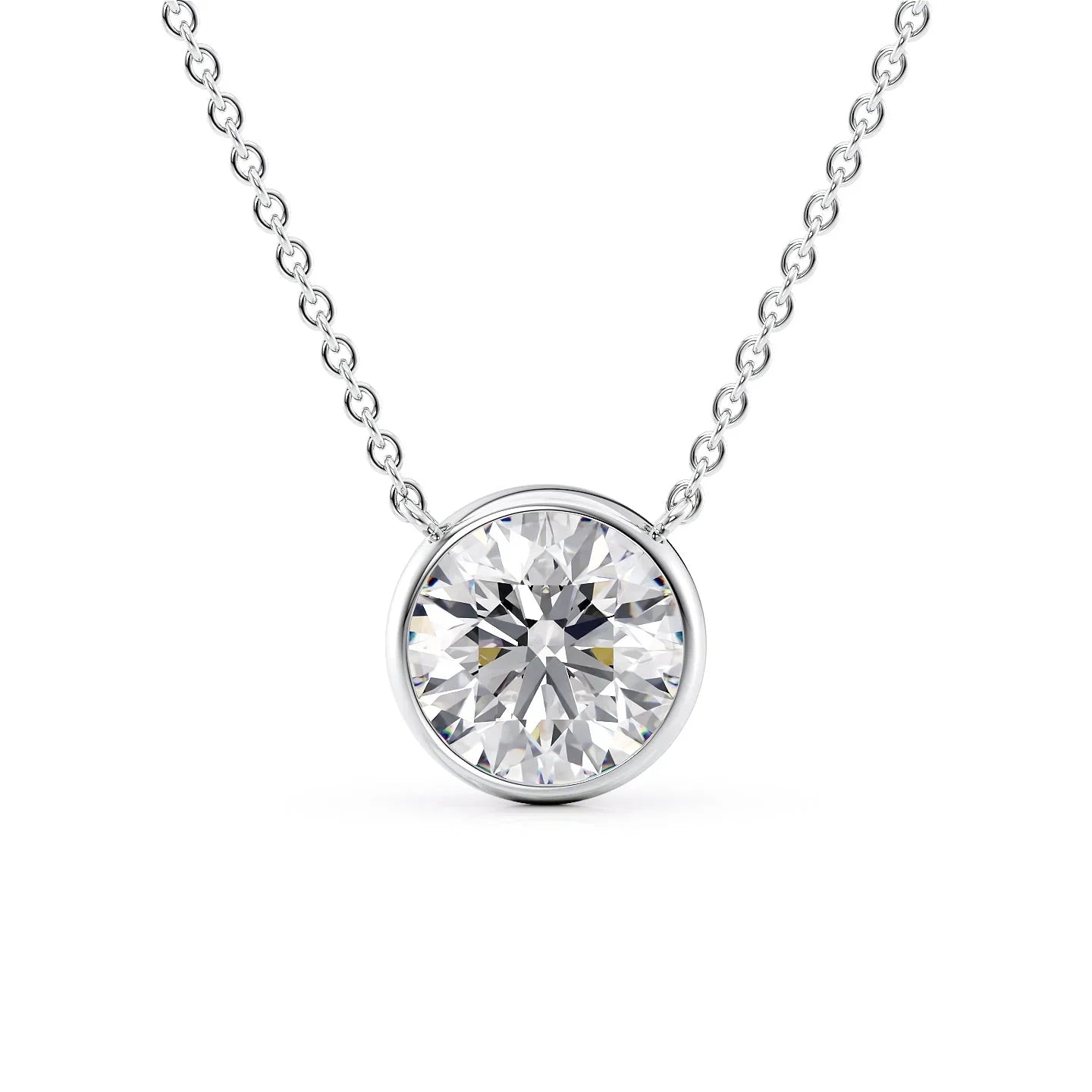 2 CT Round Shaped Moissanite Necklace In Solitaire Design