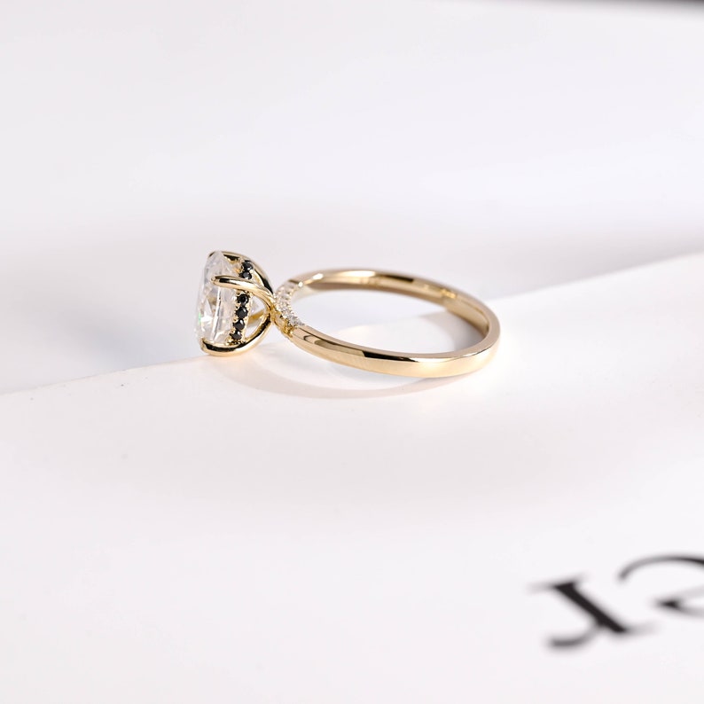2.0 CT Oval Hidden Halo Moissanite Engagement Ring