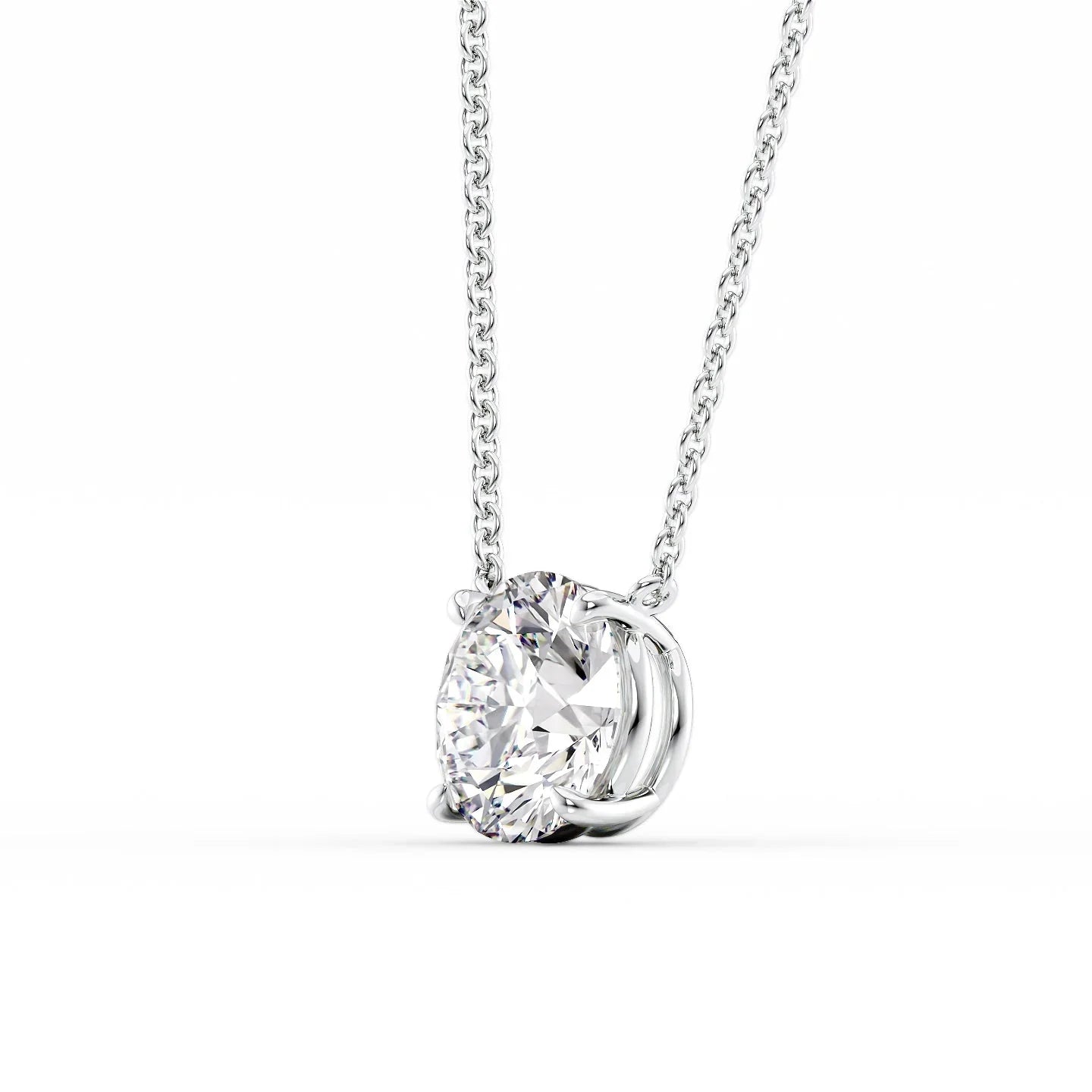 2 CT Round Shaped Moissanite Necklace In Solitaire Design