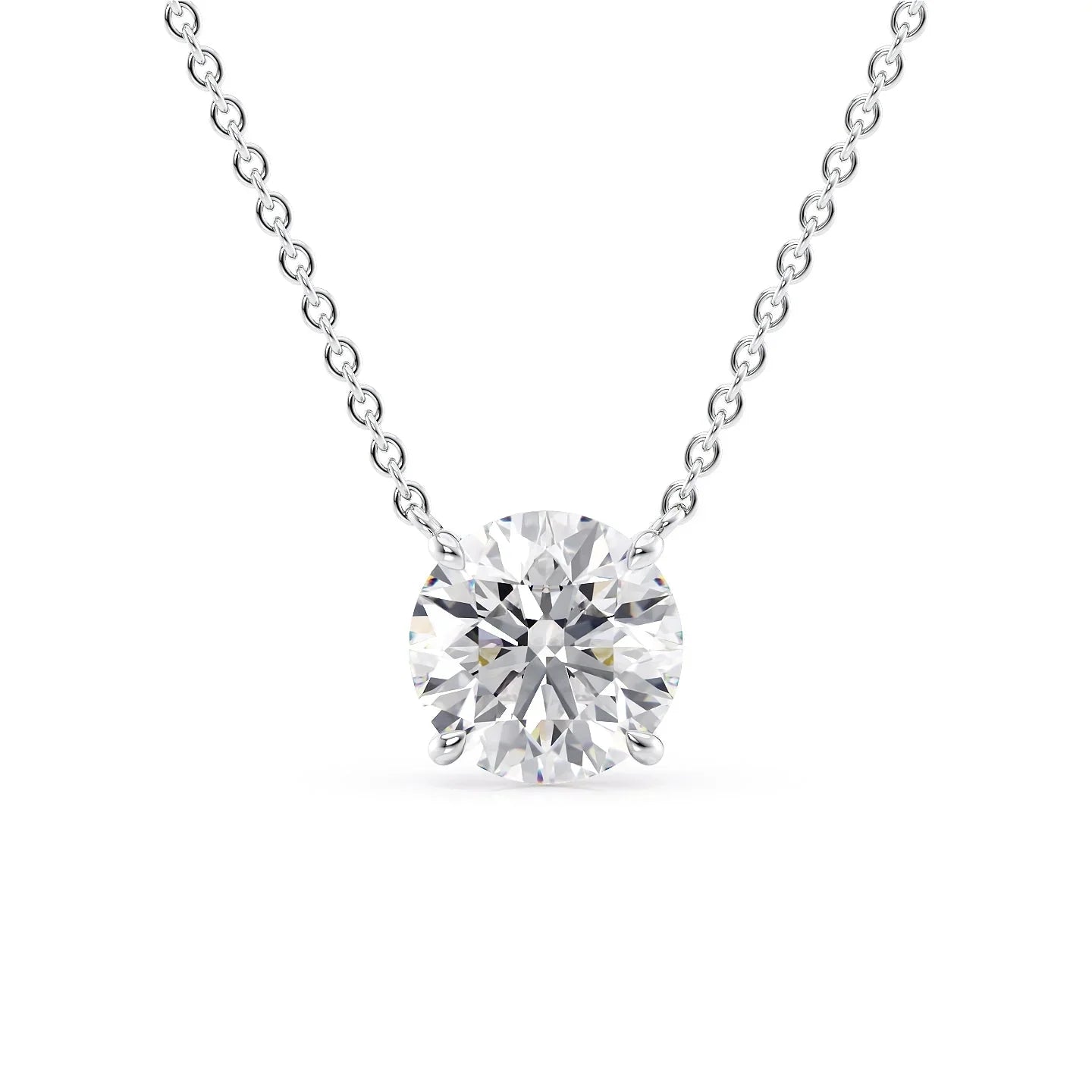 2 CT Round Shaped Moissanite Necklace In Solitaire Design