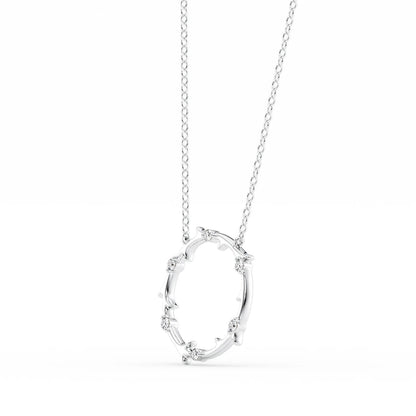 0.10 CT Round Shaped Moissanite Necklace In Multi Stone Design