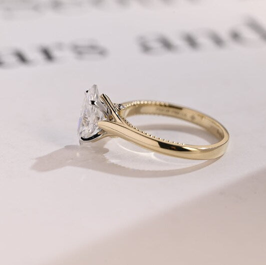2.0 CT Marquise Solitaire Moissanite Engagement Ring