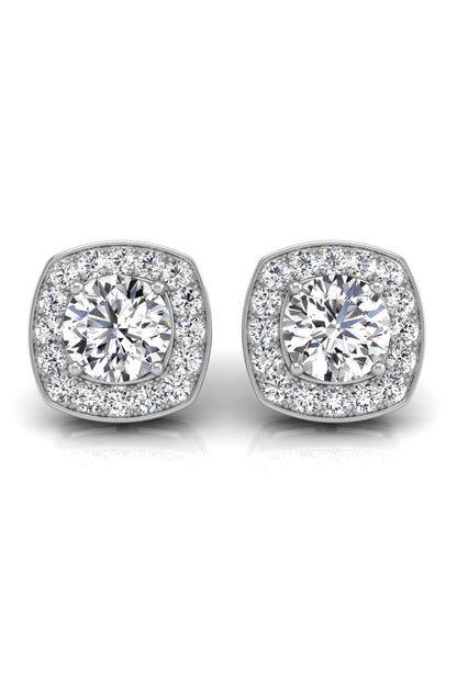 5 TCW Round Cut Halo Stud Moissanite Earrings