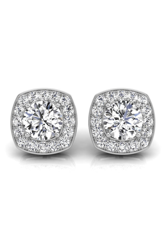 5 TCW Round Cut Halo Stud Moissanite Earrings