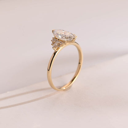 2.0 CT Marquise Cluster Moissanite Engagement Ring