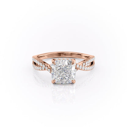 2.15 CT Cushion Hidden Halo & Pave Moissanite Engagement Ring