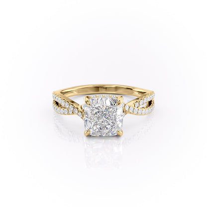 2.15 CT Cushion Hidden Halo & Pave Moissanite Engagement Ring