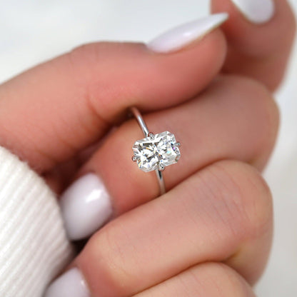 1.75 CT Radiant Solitaire Moissanite Engagement Ring