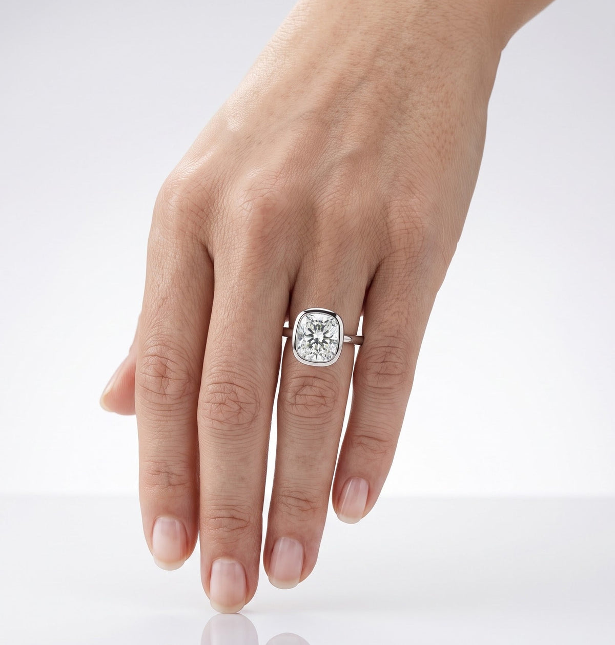 1.5 CT Cushion Hidden Halo Moissanite Engagement Ring
