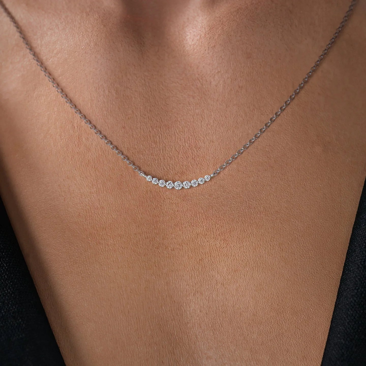0.25 CT Round Shaped Moissanite Necklace In Multi Stone Design