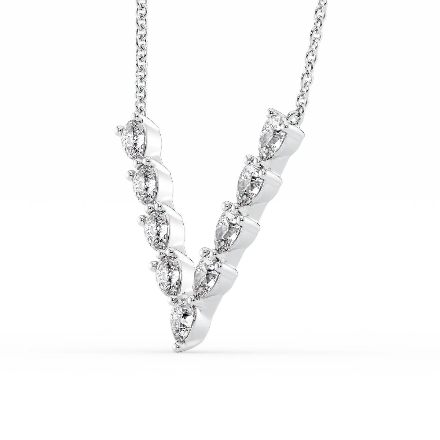 0.65 CT Round Shaped Moissanite Necklace In Multi Stone Design