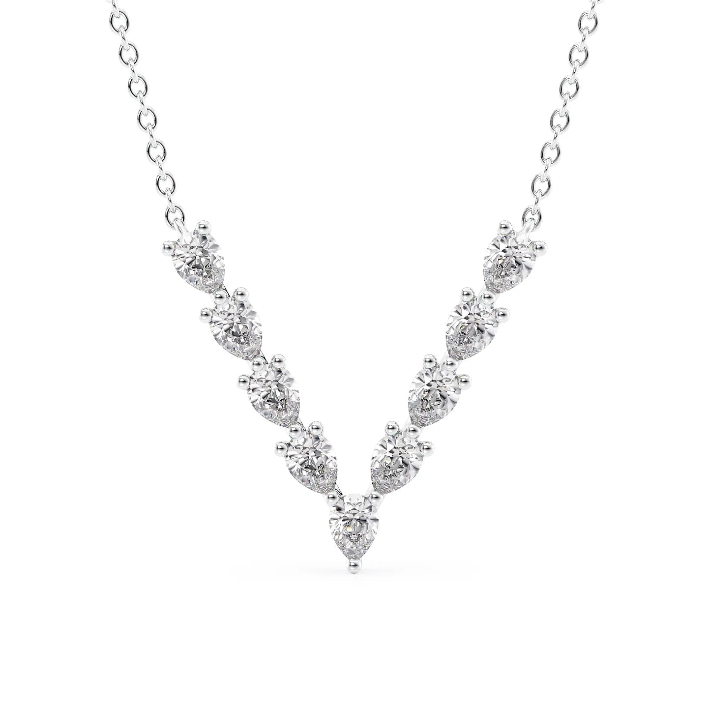 0.65 CT Round Shaped Moissanite Necklace In Multi Stone Design