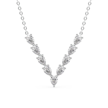 0.65 CT Round Shaped Moissanite Necklace In Multi Stone Design