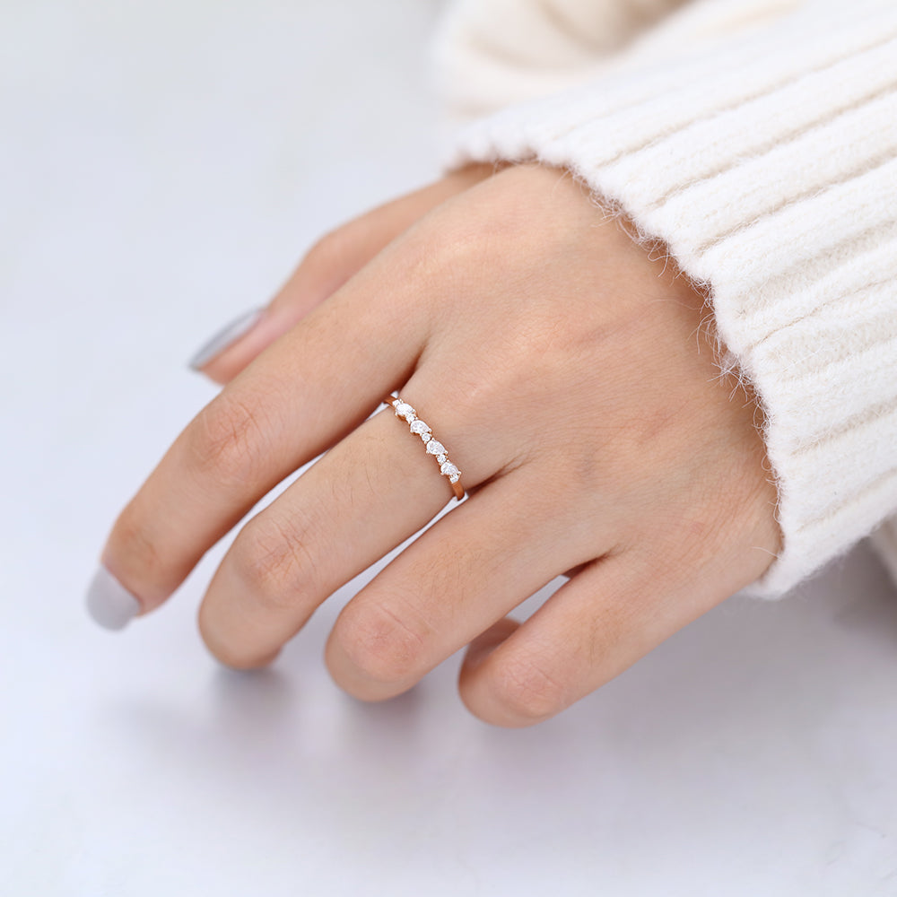 0.33 TCW Pear & Round Half Eternity Moissanite Wedding Band
