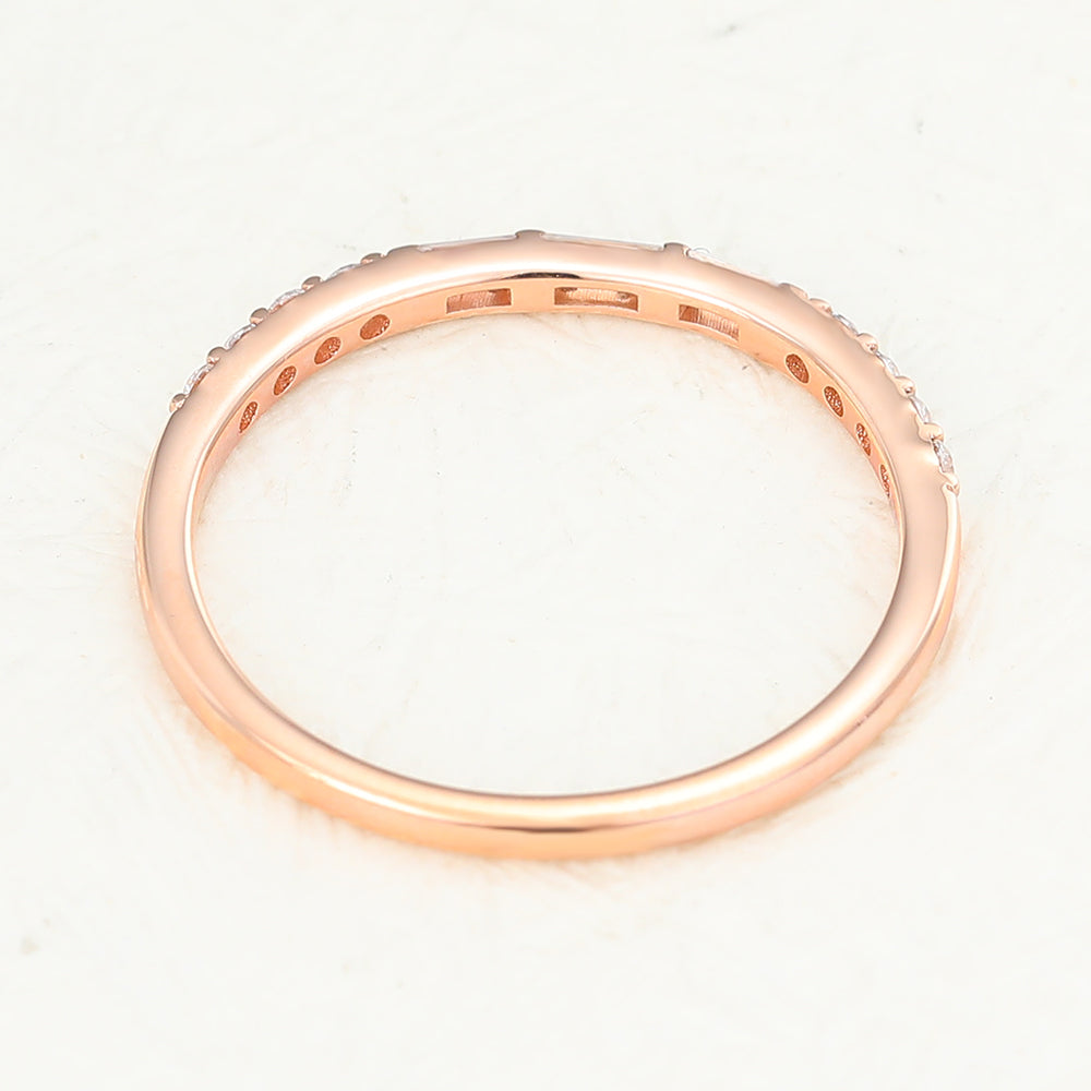 0.28 TCW Baguette & Round Half Eternity Moissanite Wedding Band