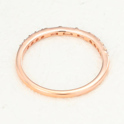 0.28 TCW Baguette & Round Half Eternity Moissanite Wedding Band