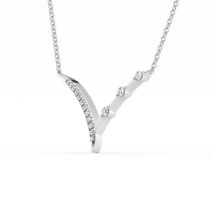 0.15 CT Round Shaped Moissanite Necklace In Half Chevron Design