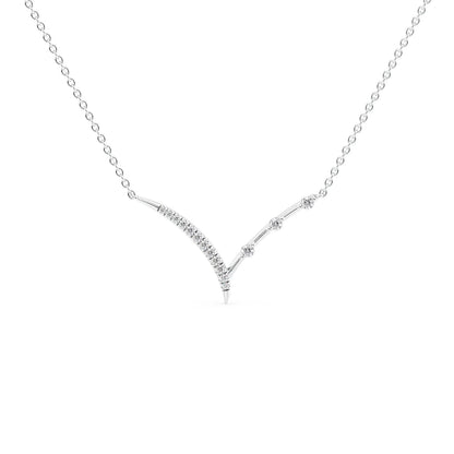 0.15 CT Round Shaped Moissanite Necklace In Half Chevron Design