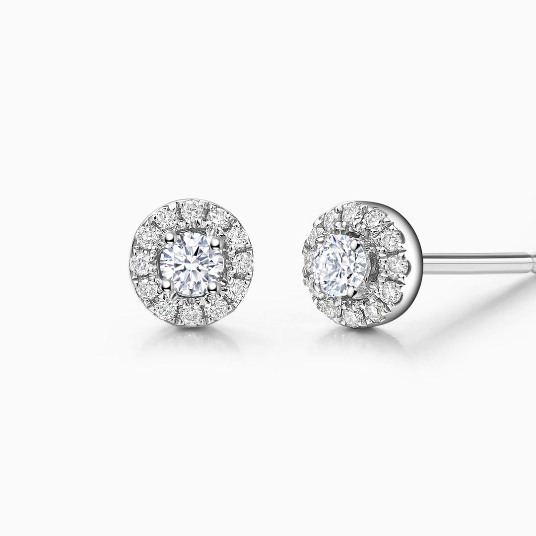 0.7 TCW Round Cut Halo Stud Moissanite Earrings