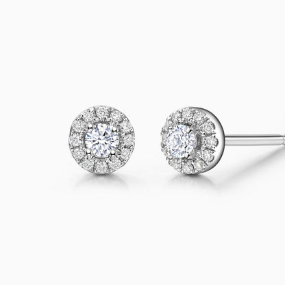0.7 TCW Round Cut Halo Stud Moissanite Earrings