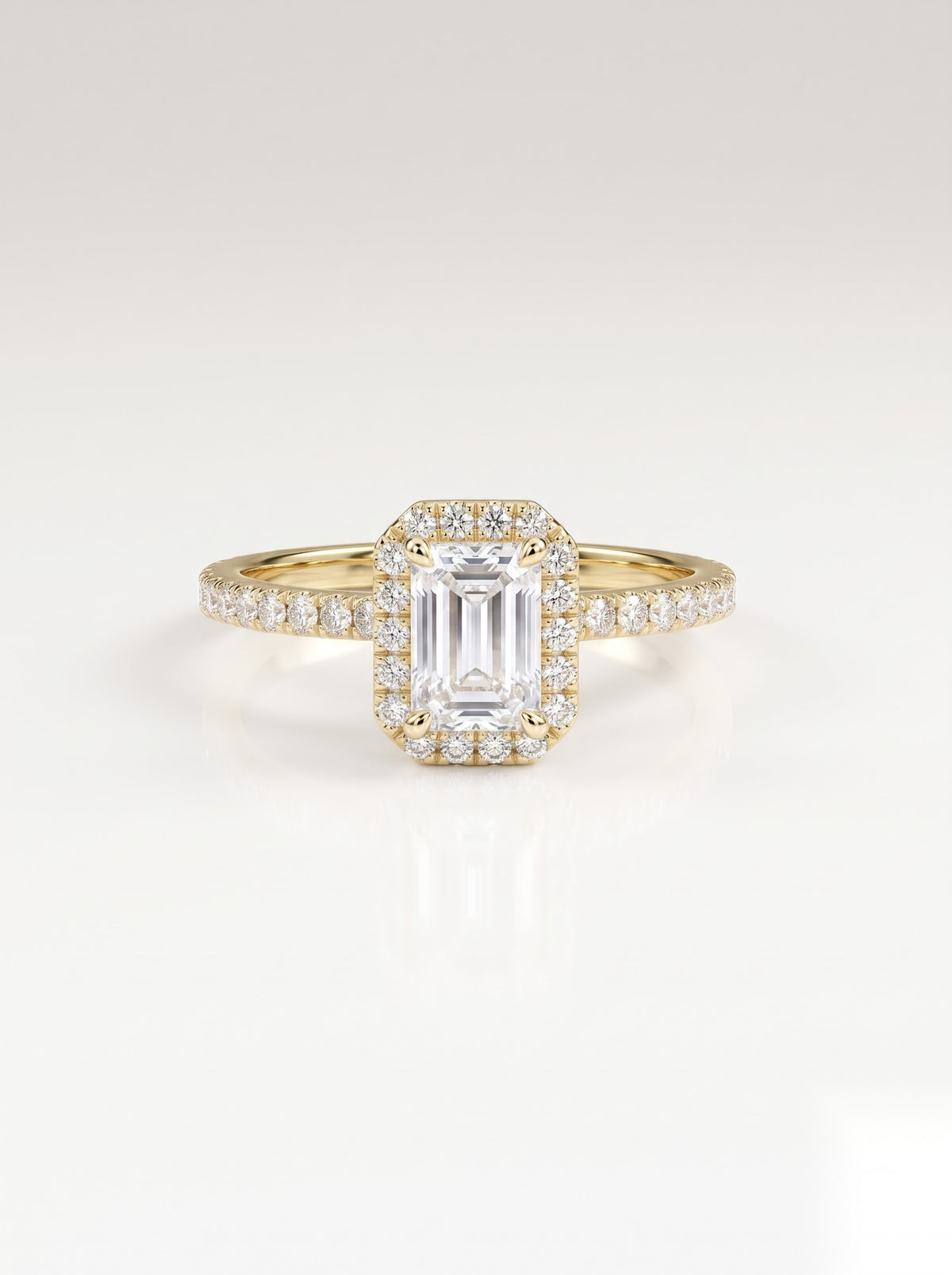 0.5 CT Emerald Halo & Pave Moissanite Engagement Ring