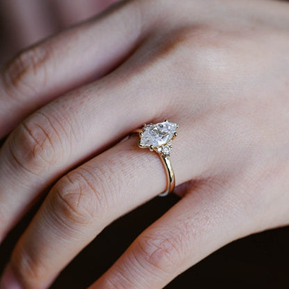 2.0 CT Marquise Three Stone Moissanite Engagement Ring