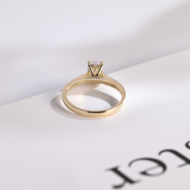 2.5 CT Elongated Cushion Hidden Halo Moissanite Engagement Ring