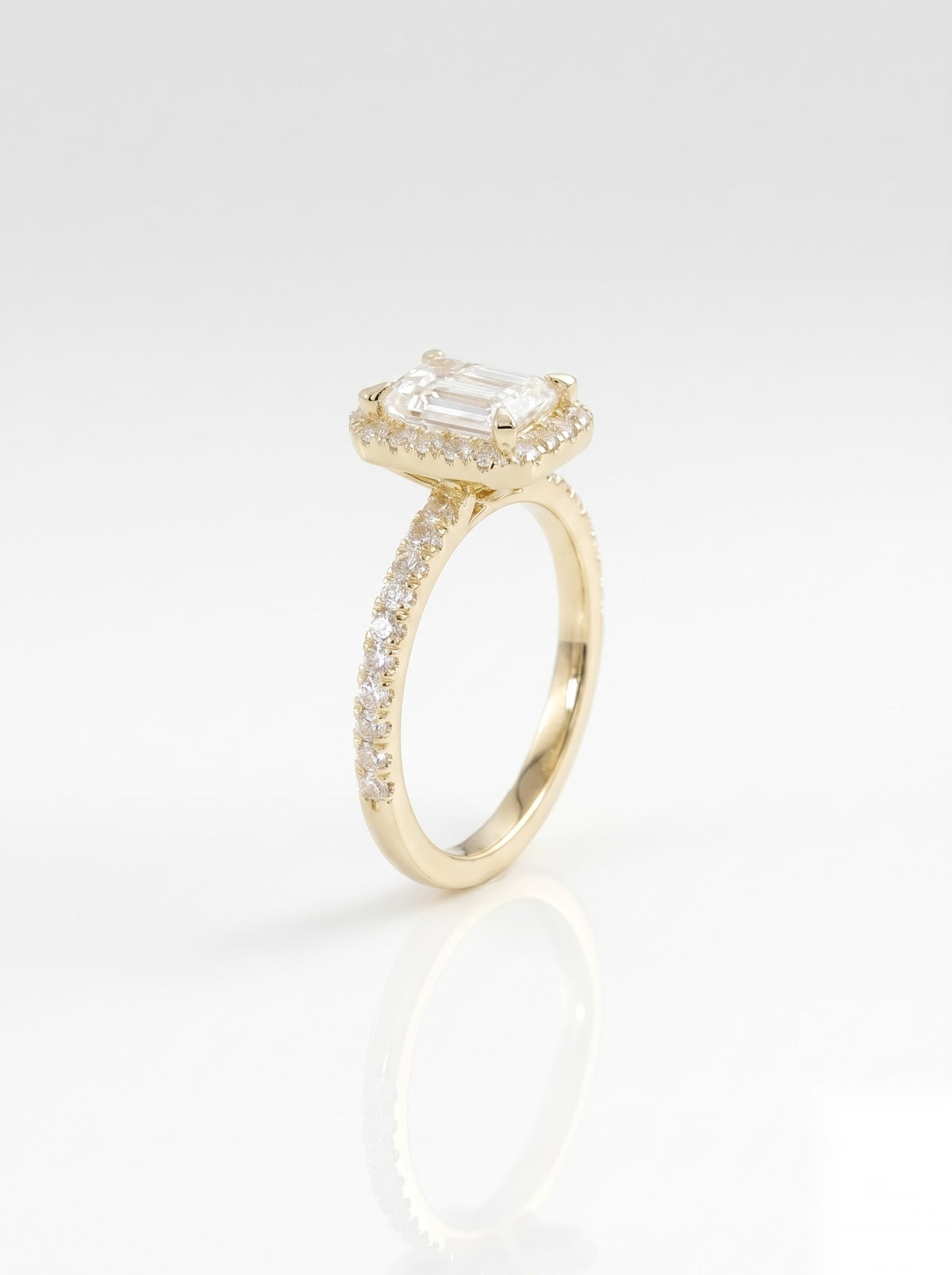 0.5 CT Emerald Halo & Pave Moissanite Engagement Ring