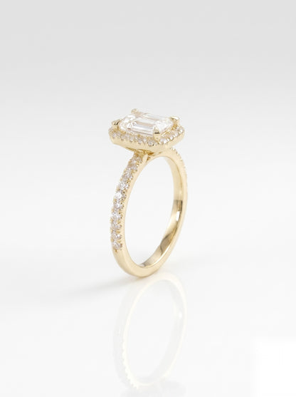 0.5 CT Emerald Halo & Pave Moissanite Engagement Ring