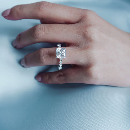 3 CT Cushion Pave Moissanite Engagement Ring
